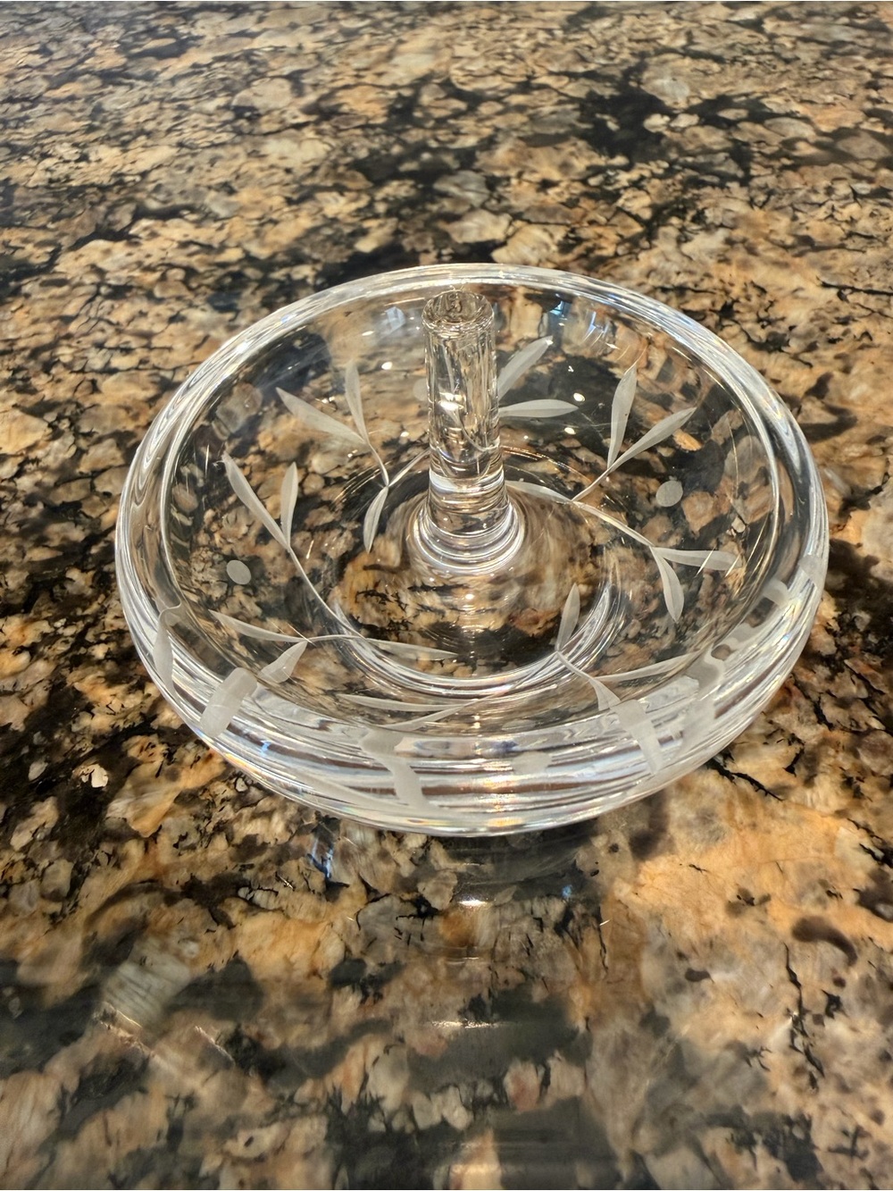 LENOX Etched Glass Ring/Trinket Dish with Pedestal